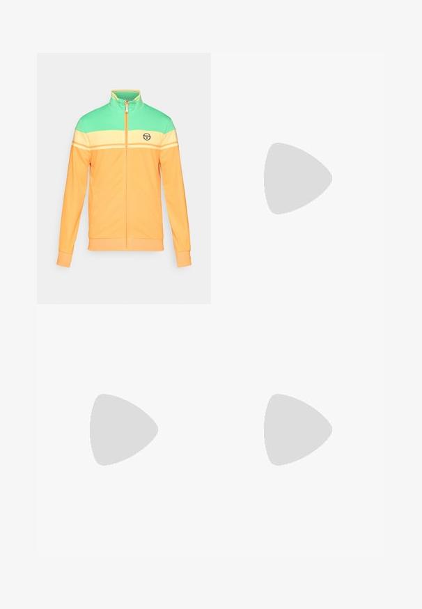 Sergio Tacchini DAMARINDO  - Training jacket - autumn glory/pale banana; Sergio Tacchini YOUNG LINE - Polo shirt - pale banana/autumn glory; Sergio Tacchini PIETRAPERTOSA - Sports shorts - autumn glory/pale banana; adidas Performance GAMECOURT 2 - Clay court tennis shoes - black/grey