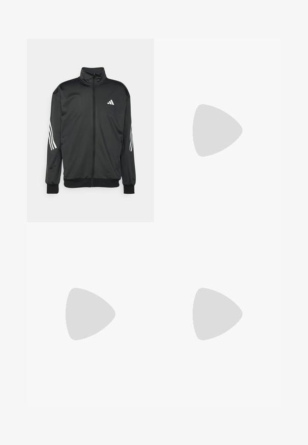 Zwarte sportjack met hoge kraag, volledige rits, ritszakken en witte driekleurige accenten op de mouwen. Glad, lichtgewicht stof.; Zwarte longsleeve voetbalshirt met gele accenten. Bevat het logo van Snapdragon en het clubembleem. Gestreepte schouders en een gestructureerde stof.; Zwarte sportbroek met een elastische tailleband, taps toelopende benen en witte zijkanten. Gemaakt van synthetisch materiaal met een gladde textuur.; Zwarte sportieve schoenen met een lichtgewicht ontwerp, voorzien van drie opvallende grijze strepen, een gladde textuur en een gevormde zool.