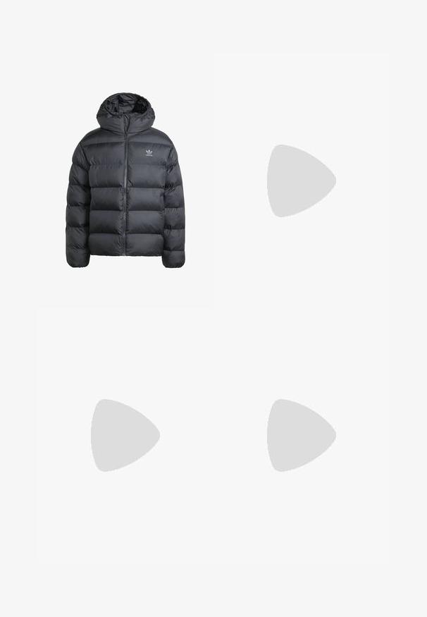 adidas Originals COMMERCIAL PUFF - Winter jacket - black; adidas Originals FLORAL GRAPHIC TEE UNISEX - Print T-shirt - carbon base; adidas Originals 3-STRIPE  - Tracksuit bottoms - black; adidas Originals FORUM LOW CLASSIC - Trainers - core black/white/cream white