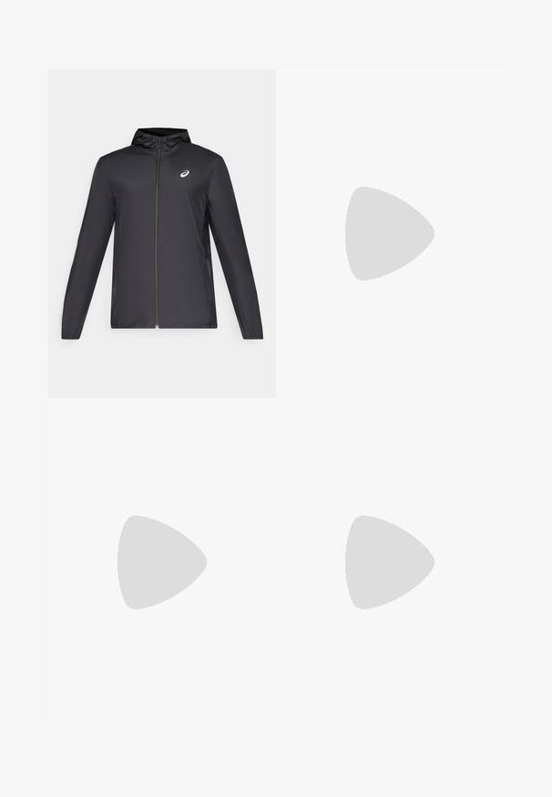 Černá lehká bunda s kapucí, předním zipem, dlouhými rukávy a malým logem na hrudi. Hladká, voděodolná tkanina.; Černé sportovní tričko vyrobené z vlhkost odvádějícího materiálu. Má krátké rukávy, kulatý límec a tečkovaný vzor na pravém rukávu.; Černé sportovní kalhoty s elastickým páskem, bočními kapsami a kontrastními texturovými panely na nohavicích. Logo Asics na boku.; ASICS SOLUTION SPEED FF 3 CLAY - Tenisové boty na antuku - black/prism blue