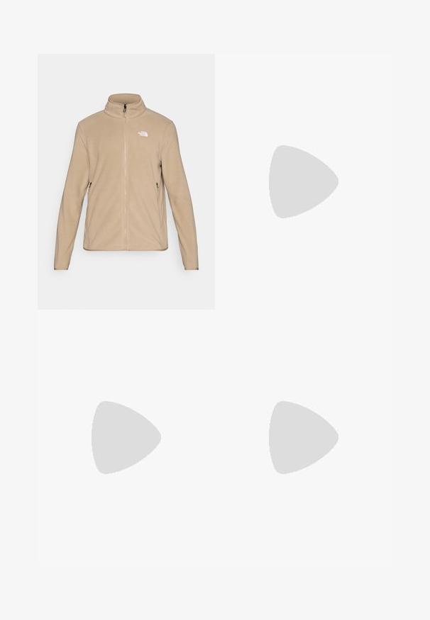 The North Face M GLACIER FLEECE JACKET - Veste polaire - mushroom grey; Chemise à manches longues grise en tissu texturé, dotée d'une poche poitrine gris foncé et d'une fermeture éclair. Logo blanc sur la poche.; Shorts cargo beige en tissu léger. Comprend deux poches avant, une poche cargo sur le côté et une taille plate avec une fermeture à bouton.; Columbia NEWTON ALPINE PT - Chaussures de marche - kettle/tangy orange