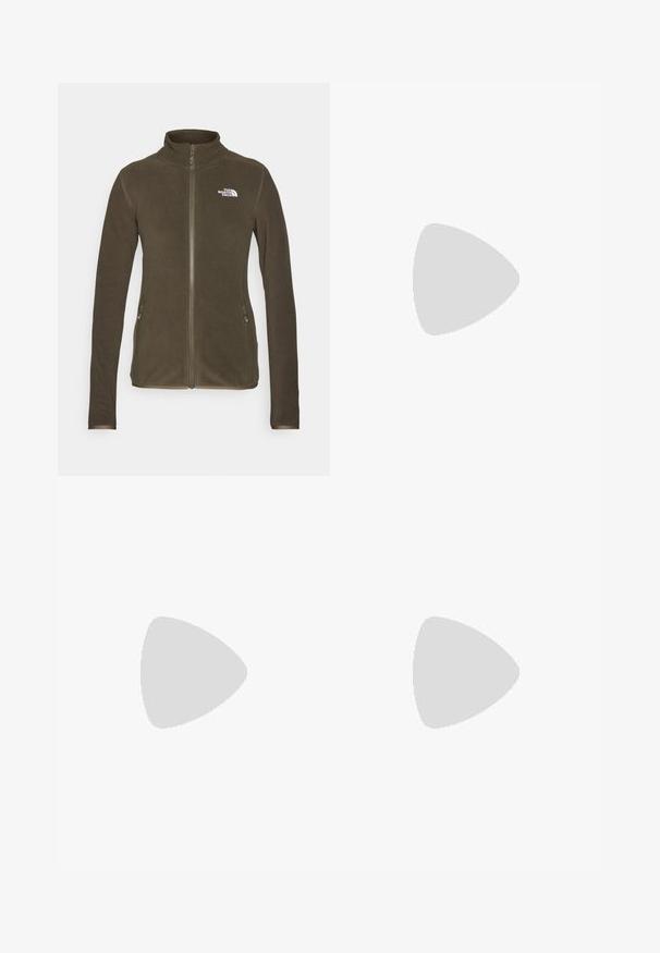 Oliivroheline fliiskindel jakker kõrge kraega, täispikendus ja kaks küljetaskut. Ülemisel vasakul küljel on valge logo.; Puma HYROX RUN CLOUDSPUN  TEE - Pikkade varrukatega topp - midnight plum; Olibroheline spordipüksid kõrge vöökohaga, sile tekstuur, laienevad sääred ja peen logo vasakul küljel. Kaks külge taskut.; Mustad mustadused spordijalatsid, millel on hingav võrkkangast pealmine osa, kummist välistald, valge pehmendusega vaheosa ja peegeldavad nöörid. Vibrami logo välistalla peal.