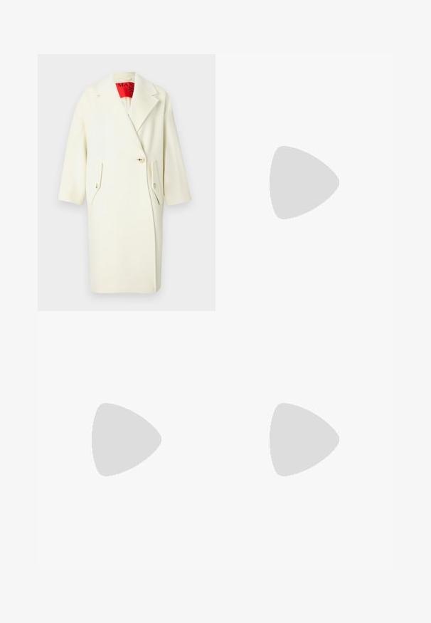 Παλτό από μάλλινο μείγμα σε κρεμ απόχρωση, με φαρδιά πέτο, κλείσιμο με ένα κουμπί και δύο λοξές τσέπες με καπάκι. Διαθέτει κοντά μανίκια και κόκκινη εσωτερική ετικέτα.; Φόρεμα με λεοπάρ μοτίβο από λεία ύφασμα, με κουμπιά μπροστά, μακριά μανίκια και πλισέ φούστα με κλασικό γιακά.; Μαύρη μπότες μέχρι τον αστράγαλο από γυαλιστερό δέρμα, με μυτερή μύτη και διακοσμητική χρυσή και ασημένια λεπτομέρεια στο μπροστινό μέρος. Σχεδίαση με τετράγωνη φτέρνα.; Γυαλιά ηλίου με καρέ πλάισιο σε χρώμα χελώνας, στρογγυλούς φακούς, και χρυσές λεπτομέρειες με λογότυπο στους βραχίονες. Λείος πλαστικός υλικός, χωρίς ορατά μοτίβα.; Μαύρη καπιτονέ δερμάτινη τσάντα χειρός με αλυσίδα από ασημί μέταλλο, με δομημένο σχέδιο και λεία υφή.