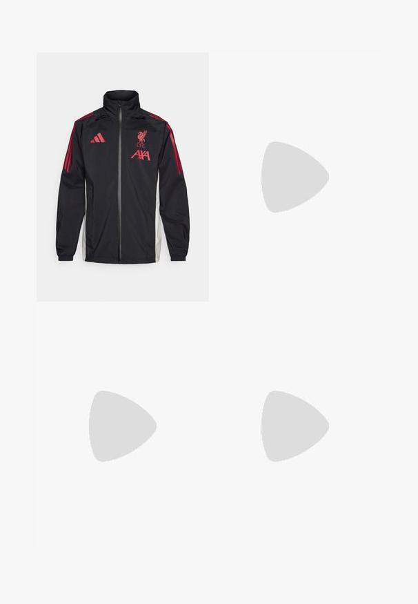 adidas Performance LIVERPOOL FC 25/26 TIRO RAIN JACKET - Ρούχα για κλαμπ - black; Αθλητικό μπλουζάκι κοντό μανίκι σε ροζ-πορτοκαλί από μαλακό ύφασμα, με λαιμόκοψη τύπου crew και σκούρες γκρι λεπτομέρειες στους ώμους και το λογότυπο.; adidas Performance LIVERPOOL FC 25/26 EUROPEAN PRESENTATION PANTS - Ρούχα για κλαμπ - black; Μαύρο ποδοσφαιρικό παπούτσι με υφή, με φωτεινές πράσινες λεπτομέρειες και τρεις λευκές ρίγες. Σχεδιασμένο για γήπεδο με καουτσούκ σόλα.