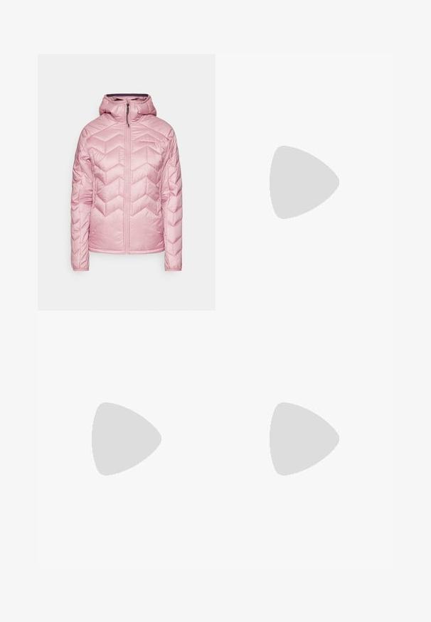 Peak Performance ELEVATE LINER HOOD - Õuejope - bitter root; Valge lühikeste varrukatega T-särk, mille esiküljel on graafika päikesest, puust, mägedest ja sõnast "Columbia" pruunides tähtedes.; Mustad mustad püksid sirge lõikega, millel on nööbiga kinnitamine, lukuga küljetaskud ja logomärk vasakul reiel.; Columbia PEAKFREAK™ II OUTDRY™ - Matkajalatsid - blue heron/skylight