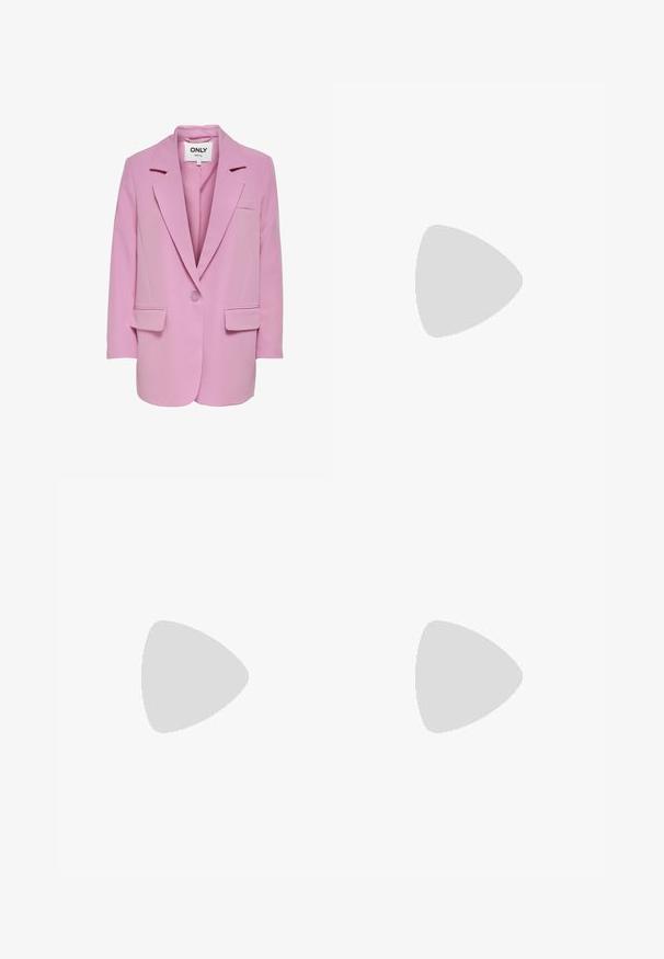 ONLY ONLLANA - Kratek plašč - fuchsia pink; Bela dolga majica s turtleneck ovratnikom, izdelana iz gladke, raztegljive tkanine. Ima visok ovratnik in prilega telesu, brez vidnih vzorcev ali okrasitev.; Svjetloplave široke traperice od denima, sa visokim strukom, dizajnom s pet džepova i suptilnim blijeđenjem za izgled nakon nošenja.; Bele platform tenisice izdelane iz gladkega sintetičnega materiala, z zaobljenim prstom, sistemom vezalk in teksturiranim gumijastim podplatom. Črn dodatek na peti.