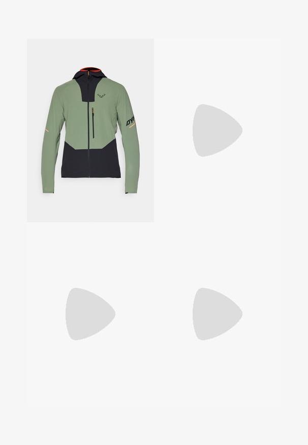 Dynafit TRAVERSE - Outdoor jacket - sage; White long-sleeve T-shirt made of cotton with a crew neck. Features a small black logo on the chest. Smooth texture, regular fit.; The North Face PANT - Tracksuit bottoms - mystic haze/pearl mist; HOKA SKYLINE-FLOAT X - Hiking shoes - black/black