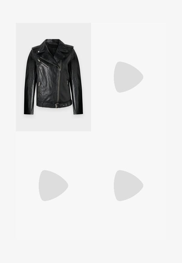 STUDIO ID BELTED BIKER JACKET - Leather jacket - black; STUDIO ID EVIE FRINGED CROP - Top - black; STUDIO ID BELLA TIE FRONT - Shorts - black; Filippa K REY FLAT - Ballet pumps - black