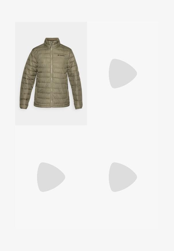 Casaco puffer verde com colarinho alto, fecho frontal em zíper, bolsos laterais e padrão cosido. Logótipo da marca no lado esquerdo do peito.; T-shirt preto de manga curta feito de algodão, com um decote redondo e um pequeno logótipo branco na parte superior esquerda do peito.; The North Face EXPLORATION PANTS - Calças cargo - black; Sapatilha de trail running preta com um upper texturizado, sola de borracha e biqueira reforçada. Possui um colarinho acolchoado e uma alça para facilitar o calçar.