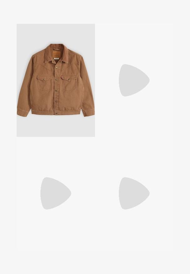 Bruine corduroyjas met een kraag, twee borstzakken en messing knopen. Beschikt over stikdetails langs de schouders en de zoom.; PULL&BEAR SHORT SLEEVE TEXTURED WEAVE - T-shirt basic - dark blue; Donkerblauwe denim jeans met een recht model, vijf zakken en een knoopsluiting. De stof toont een subtiele vervaging en textuur.; Beige suède sneakers met een ronde neus, vetersluiting aan de voorkant en een getextureerde achteraccent. De witte rubberen zool zorgt voor contrast. Eenvoudig en modern ontwerp.