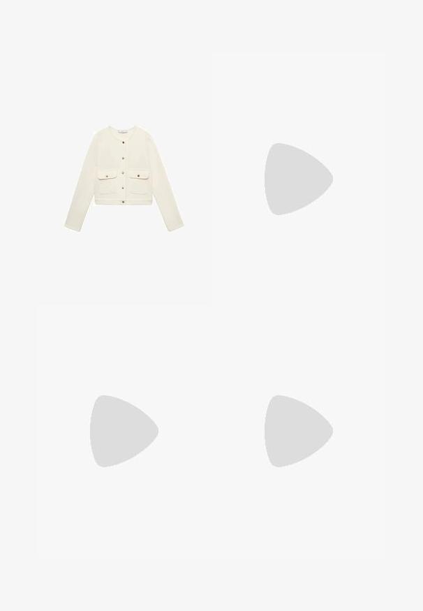 Cream-colored cropped jacket with long sleeves, front button closure, and two chest pockets with gold fastening. Smooth fabric texture.; White short-sleeve t-shirt made of soft cotton with a round neckline and raglan sleeves, featuring a relaxed, straight cut without patterns.; Light blue denim jeans with a straight-leg cut, two front pockets, and two back pockets. Includes two-button fly and subtle stitching.; Tan suede ankle boots with a soft texture, stitched detailing, and a rubber sole, featuring a looped heel for easy wear.; Gold metal-frame sunglasses with dark green lenses, aviator style, featuring slim arms and tortoiseshell accents on the tips.; Lauren Ralph Lauren PEBBLED LEATHER SMALL TANNER SATCHEL - Handbag - camel
