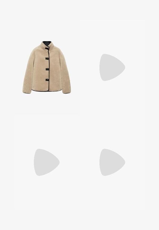 Mango Light jacket - off-white; White button-up shirt with a pointed collar, long sleeves, and a small blue logo on the left chest. Crafted from cotton fabric.; Leopard print wide-leg trousers in beige and brown, featuring a drawstring waist and front pockets. Smooth fabric with a subtle sheen.; Mango Classic heels - white; COACH TABBY SHOULDER BAG - Handbag - chalk