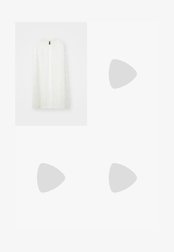 Needle & Thread DOT SHIMMER MIDAXI OPEN - Cape - cream; Ida Sjöstedt AMELIE - Blouse - beige; Ida Sjöstedt CAT SKIRT - Pencil skirt - cream white; Stuart Weitzman NUDIST BLOCK 75 - Ankle cuff sandals - white