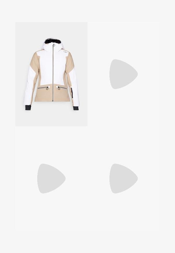 Sniego striukė su baltais ir smėlio spalvos raštais, turinti užtrauktuką priekyje, dvi priekinės kišenes, reguliuojamą gobtuvą ir juodus riešo užsegimus. Su tekstūruotais audinio akcentais.; Juodas trumpas medvilninis marškinėliai, kuriuose yra baltas logotipas su kreivomis detalėmis ir užrašu "THE NORTH FACE" priekyje. Trumpomis rankovėmis, apvaliu kaklu.; Juodos lauko kelnės su prigludusia siluetu, tvirta medžiaga, atspindinčiais akcentais ir siuvinėtomis panelėmis, kurios suteikia didesnį judrumą ir komfortą.; Juodas sportinis batas su tekstūruota viršutine dalimi, su pilkomis detalėmis ir baltu viduriu. Apima pakėlimo juostelę ir ryškų prekės ženklo logotipą ant kulno.