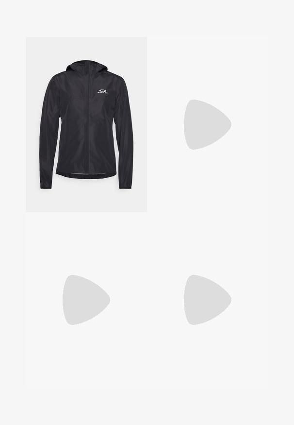 Oakley SHELL JACKET  - Windbreaker - blackout; Under Armour TECH 2.0 - Sport T-Shirt - white/overcast gray; Under Armour VANISH WOVEN - 2-in-1 Shorts - castlerock/black; Oakley LIGHT BREATH - Sneaker low - triple black