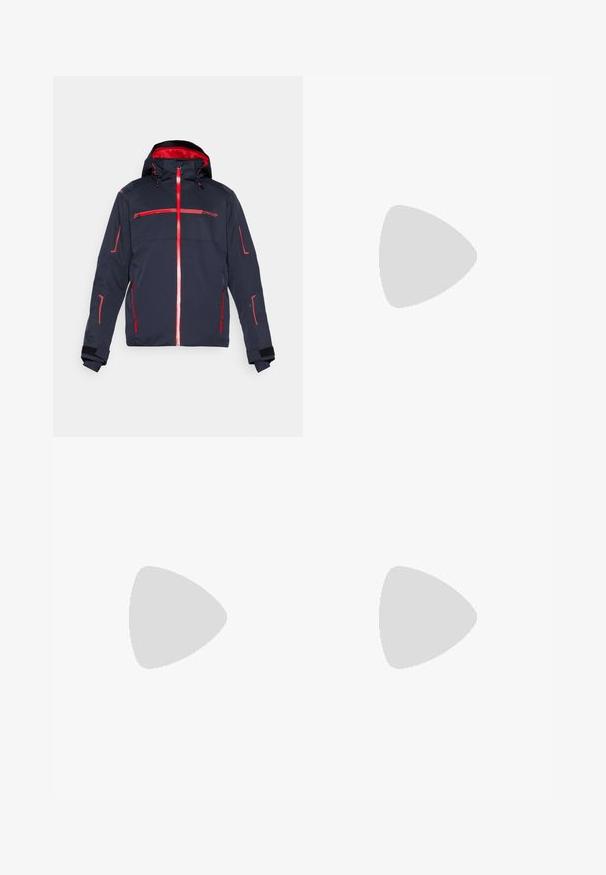 Spyder TITAN JACKET - Sídzseki - black; Világoskék, rövid ujjú póló sima anyagból. Kerek nyakkivágással rendelkezik, és egy kis fehér Nike logó található a bal oldali mellrészen.; Fekete sportnadrág rugalmas derékpánttal, szűkített kialakítással, az előtérben egy nagy fehér Nike logóval a bal lábon. Puha, könnyű anyag.; Fekete sportcipő texturált felsőrésszel, fehér Nike logóval és fehér gumitalppal. Fűzős kialakítással és dinamikus formával rendelkezik.