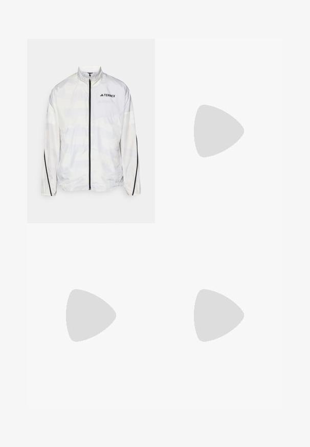 Hvid vindjakke med sorte detaljer og lynlås. Har en høj krave og et subtilt geometrisk mønster. Logo på brystet.; adidas Performance COPA SIGNATURE GRAPHIC - T-shirts print - white; Orange atletikshorts med elastisk talje, der har en glat tekstur og tre sorte striber på venstre side.; Hvid sportsko med sorte striber, letvægts mesh-overdel, rund tå og en polstret sål mærket "Lightstrike Pro."