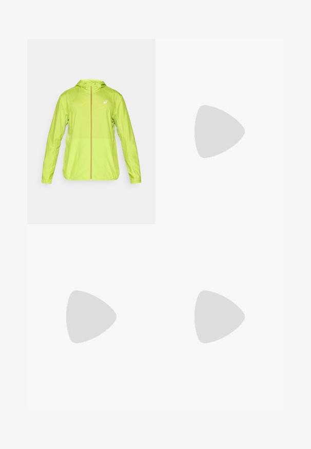 ASICS CORE JACKET - Windbreaker - neon lime; Langärmliges Sportoberteil in Dunkelgrau mit strukturierten Designelementen in Hellgrau. Rundhalsausschnitt mit Logo auf der Brust.; Schwarze Sporthosen mit einem dehnbaren Bund, Seitentaschen und kontrastierenden Texturpanelen an den Beinen. Asics-Logo an der Hüfte.; ASICS SOLUTION SPEED FF 3 CLAY - Tennisschuh für Sandplätze - black/prism blue
