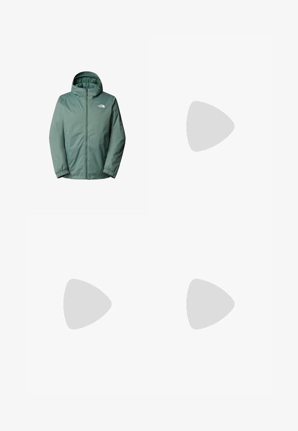 Giacca verde con cappuccio e zip frontale completa. Realizzata in tessuto leggero e resistente all'acqua. Presenta polsini elasticizzati e un logo sul petto.; T-shirt nera a maniche corte in cotone, con scollatura rotonda e un piccolo logo bianco nell'area superiore sinistra del petto.; The North Face HORIZON PANT - Pantaloni outdoor - black; Scarpa da trail running nera con tomaia texture, suola in gomma e punta rinforzata. Presenta un collare imbottito e un tassello per un indossamento facile.
