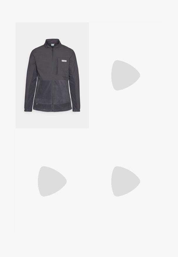 Columbia UNCHARTED™ FULL ZIP - Fleecejakke - shark; Svart kortermet T-skjorte laget av lett materiale. Har en liten hvit logo på venstre bryst og subtile skulderdetaljer.; The North Face HORIZON PANT - Friluftsbukser - black; Grå og svart terrengløpesko med teksturert overdel, synlig snøresystem og robust såle. Har oransje detaljer og merkevarer.