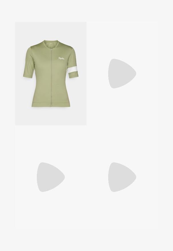 Rapha WOMENS CORE - Cykeltröjor - olive green/white; Nike T-shirt i vitt, kortärmad, rund halsringning, tillverkad av ett mjukt, lätt material. Har en diskret logotyp på bröstet.; Vita högmidjade shorts i stretchtyg. Har en jämn yta och en åtsittande design, utan ytterligare mönster eller detaljer.; Nike Performance DOWNSHIFTER 13 - Väglöparskor - sail/silver-coloured photon dust/summit white/barely volt/black