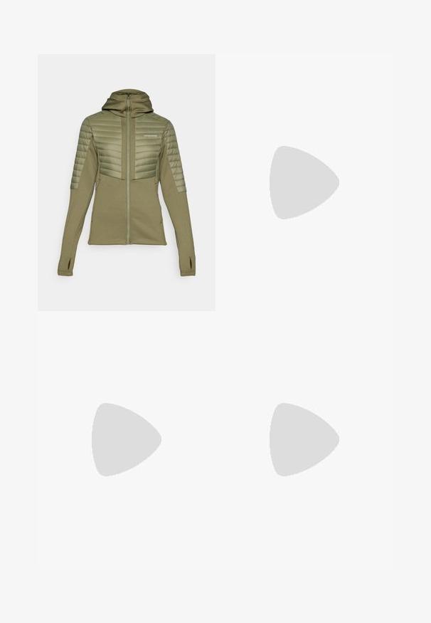 Didriksons ANNEMA - Blouson - wild forest green; Chemise à manches longues gris foncé avec un motif d'arbres rouges et de montagnes ; logo "COLUMBIA" en lettres blanches en gras. Tissu doux, col rond standard.; Pantalons bleu marine en tissu lisse, dotés d'une fermeture par bouton à l'avant, d'un design ajusté et de détails pliés au niveau des genoux.; Columbia PEAKFREAK - Chaussures de marche - black