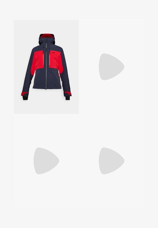 J.LINDEBERG Sports OMNIA PRO JACKET - Chaqueta de esquí - navy; Lacoste Sport Camiseta deportiva - white navy blue cosmic; Lacoste Sport TENNIS PANT - Pantalones deportivos - white/blue; Lacoste Zapatillas - blanc g