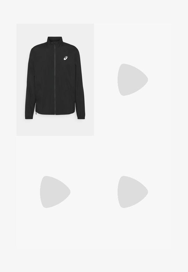 ASICS CORE JACKET - Giacca a vento - performance black; ASICS ROAD SS TOP - T-Shirt sport - performance black; ASICS CORE PANT - Pantaloni sportivi - performance black; ASICS GEL-CONTEND 9 - Scarpe da corsa su strada - black/graphite grey