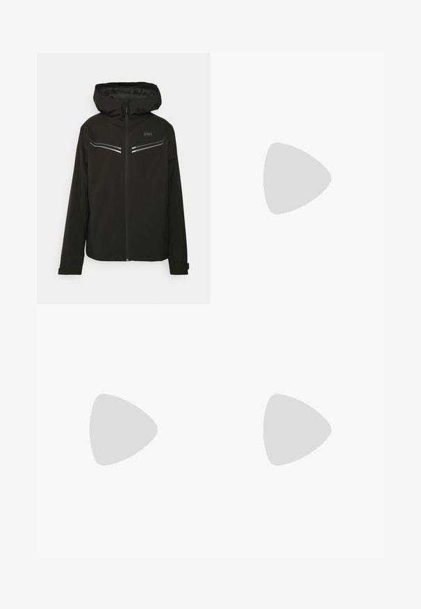 Černá kapucňová bunda, přední zip, vyrobená z lehkého materiálu. Obsahuje stříbrné akcenty a minimalistický design. Ideální pro venkovní použití.; Tři jednoduché bílé bavlněné trička s krátkým rukávem. Každé tričko má kulatý výstřih a malou černou štítkovou nášivku na levé straně.; Šedé Nike tepláky s elastickým pasem na šňůrku, zúženými nohavicemi, bočními kapsami a charakteristickým švem. Měkká, strukturovaná tkanina.; Šedá sportovní obuv s vrchní částí z mikrovlákna a semiše, bílými akcenty, polstrovanou podrážkou a jedinečným designem s reflexními prvky.