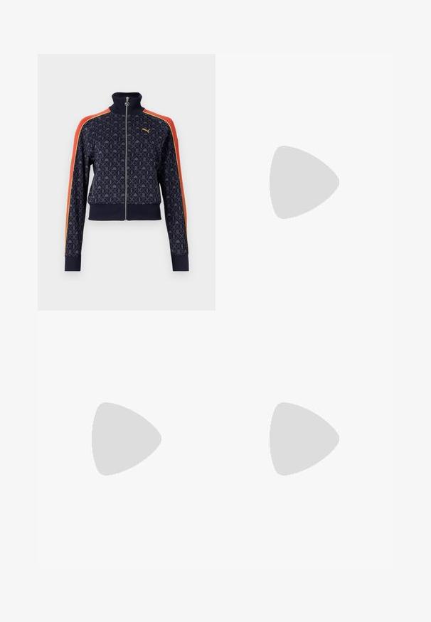Puma ROAD TO UNITY - Training jacket - new navy; Puma ESS TAPE RELAXED FIT  - Print T-shirt - black; Puma MODEST PANTS - Tracksuit bottoms - black; Puma PWR NITRO SQUARED WN'S - Training shoe - black/white