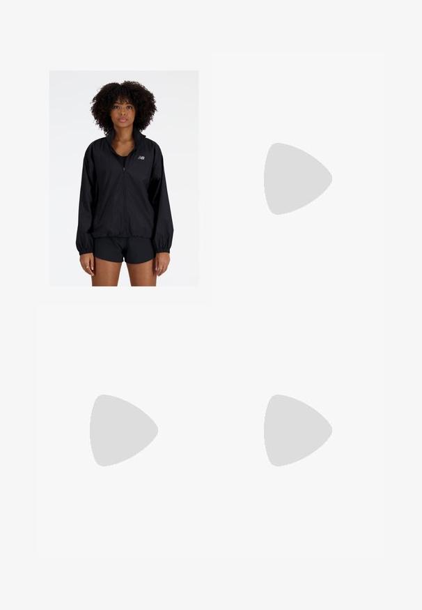 Veste légère noire avec fermeture éclair à l'avant, col haut, poignets élastiques et ourlet froncé. Comprend un petit logo réfléchissant sur la poitrine.; T-shirt blanc à manches courtes avec des rayures horizontales bleu marine, avec un logo "Tommy Hilfiger" brodé sur la poitrine. Design classique à col rond.; Jupe plissée blanche avec une taille élastique noire portant le logo "LACOSTE". Design mi-long avec une texture douce.; Baskets en cuir blanc avec une épaisse semelle blanche, un accent en daim noir au niveau du talon et un logo embossé sur le côté. Design à lacets avec six œillets.