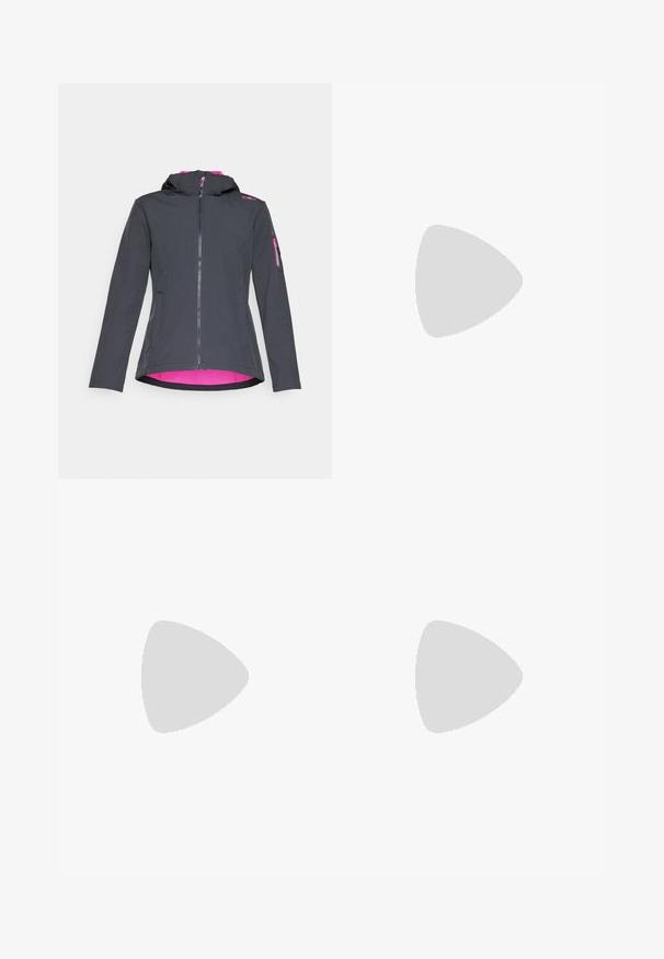 Hooded jacket with a dark gray exterior and pink interior. Features a front zipper, side pockets, and a zippered sleeve pocket.; Black long-sleeve top made of soft, stretchy fabric. Features a round neckline and subtle stitching details along the sides and sleeves.; Dark gray cargo pants made of lightweight fabric, featuring a durable waistband, front zipper, and side pocket with a Velcro flap.; Salomon Sportstyle SPEEDCROSS 3 EXPANSE UNISEX - Trainers - vanilla ice/almond milk/cement