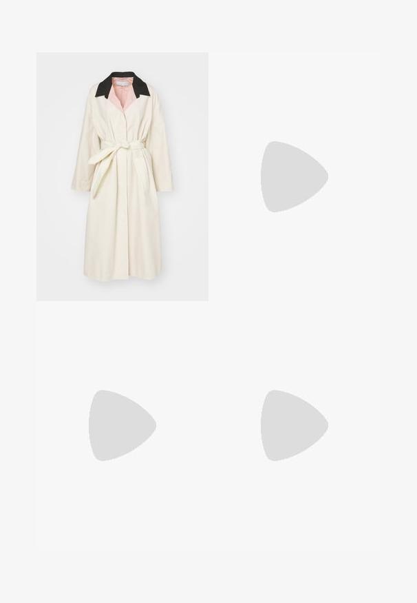 WEEKEND MaxMara PARTY - Trenchcoat - avorio; Gestuz NOELLE SHIRT - Hemdbluse - bright white; MAX&Co. RISATA - A-Linien-Rock - powder; Filippa K REY FLAT - Klassischer Ballerina - black