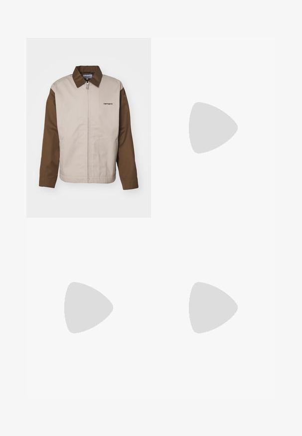 Carhartt WIP MODULE SCRIPT - Let jakke / Sommerjakker - lumber/wall rigid; Carhartt WIP AMERICAN SCRIPT - T-shirts basic - white; Carhartt WIP REGULAR PANT - Cargobukser - manta; Nike Sportswear P-6000 UNISEX - Sneakers - flat pewter/white/light iron ore/metallic silver/iron grey/light bone