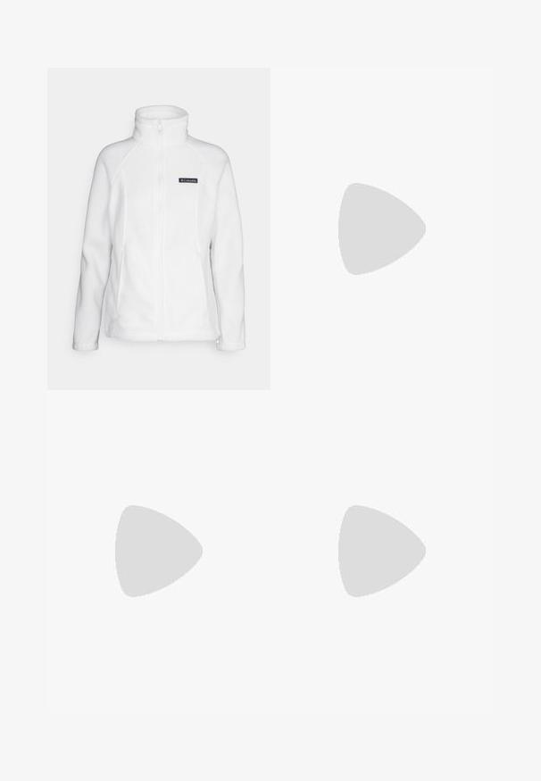 Columbia BENTON SPRINGS™ biały; Czarny t-shirt Columbia z białą okrągłą grafiką gór i rzeki oraz napisem "Columbia Sportswear Company Outside Since 1938."; Czarne legginsy z wysokim stanem, sznurkiem do regulacji, gładką teksturą i dopasowanym krojem. Posiadają detale w postaci przeszyć po bokach.; Czarne buty trekkingowe z średnim cholewem, z teksturowaną cholewą, szarymi akcentami oraz trwałą gumową podeszwą z wypustkami zapewniającymi przyczepność.