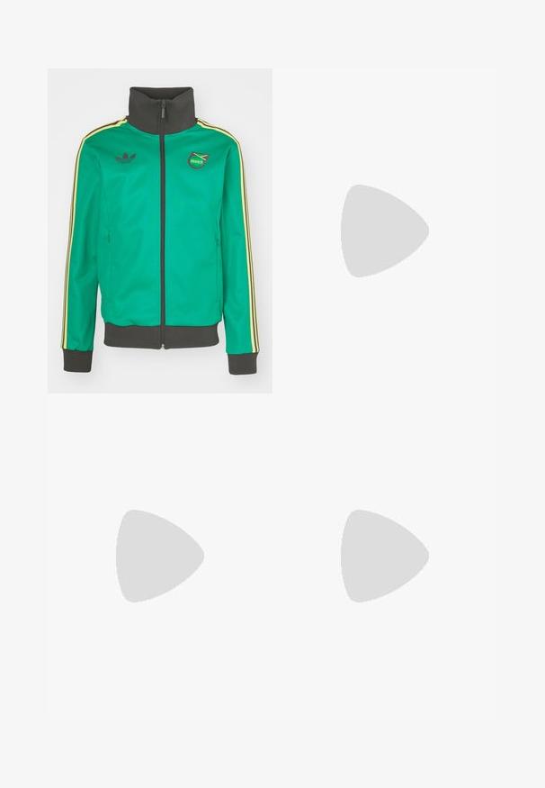 adidas Originals JAMAICA JFF BECKENBAUER TRACK - Equipación de selecciones - court green; Camiseta negra de manga corta con detalles de tres rayas blancas en los hombros y un pequeño logo blanco en el pecho. Textura de tela suave.; adidas Originals Pantalones deportivos - black; adidas Performance PREDATOR FREESTYLE CNY - Botas de fútbol sin tacos - core black/multicolor/gold metallic