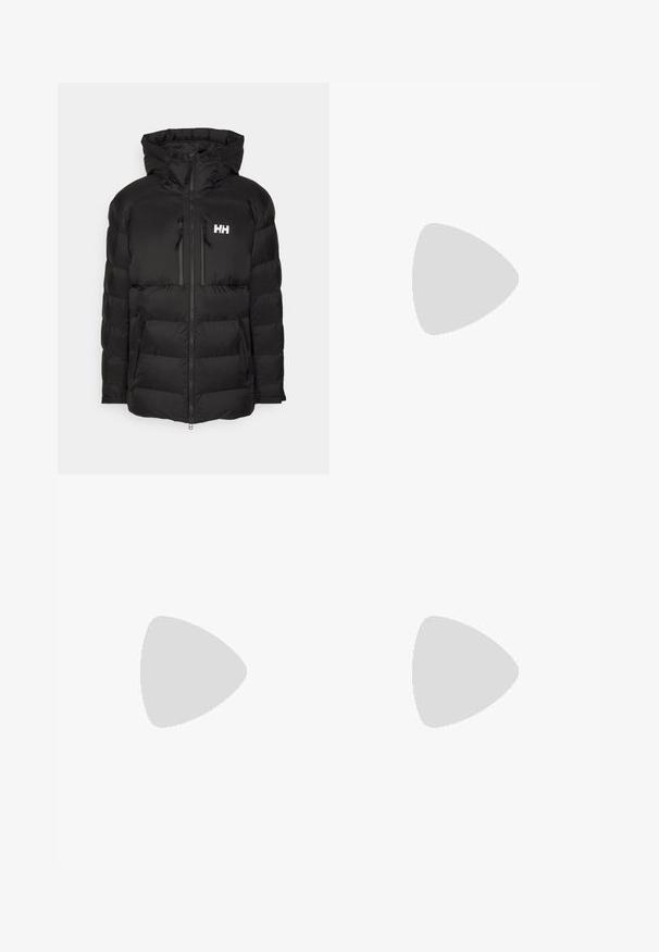 Schwarze Pufferjacke mit Kapuze, mit Reißverschluss vorn und zwei Brusttaschen. Besitzt eine gesteppte Textur und ein kleines weißes Markenlogo auf der Brust.; Schwarzes Baumwoll-T-Shirt von Nike mit klassischem Rundhalsausschnitt, kurzen Ärmeln und einem dezenten, geprägten Logo auf der Brust. Glatte Textur.; Schwarze Shorts mit einem Kordelzugbund, leichtem Stoff mit glatter Textur und einem schlichten Design ohne sichtbare Logos oder Muster.; Nike Sportswear PULSE - Sneaker low - black/anthracite