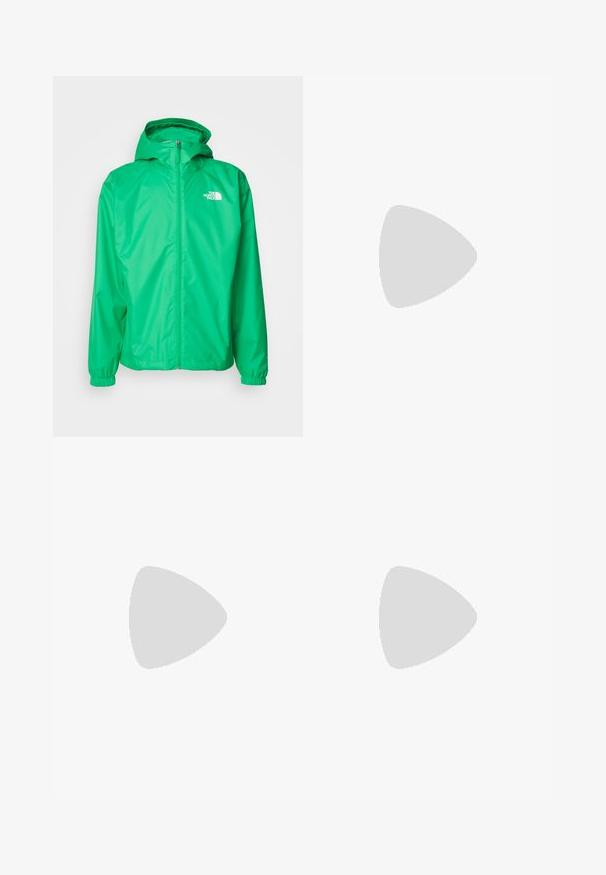 The North Face QUEST JACKET - Regnjakke - optic emerald; Svart T-skjorte med korte ermer laget av lett stoff. Har en hvit logo på venstre bryst, rund halslinning og en jevn tekstur.; The North Face HORIZON PANT - Friluftsbukser - black; Svart terrengløpesko med teksturert overdel, gummisåle og forsterket tåhette. Har polstret krage og løftestropp for enkel påkledning.