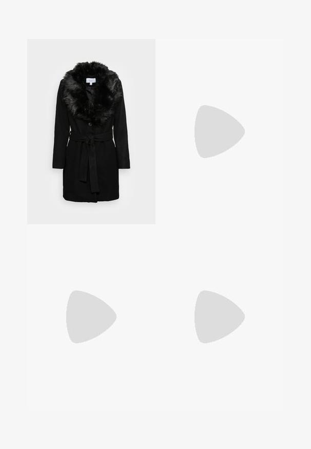 VILA VIMETIL COLLAR - Klasisks mētelis - black; Balts garie piedurknēm turtlenecks krekls, izgatavots no gludas, elastīgas auduma. Iezīmē augstu apkakli un pielāgotu dizainu, bez redzamām rakstainām vai rotājumiem.; Gaiši zili platlapu džinsi, izgatavoti no denima, ar augstu jostasvietu, piecu kabatu dizainu un vieglu nolietojuma efektu.; Baltas platforma kedas, izgatavotas no gludas sintētiskas vielas, ar noapaļotu purngalu, saites dizainu un teksturētu gumijas zoli. Melna papēža akcenta detaļa.