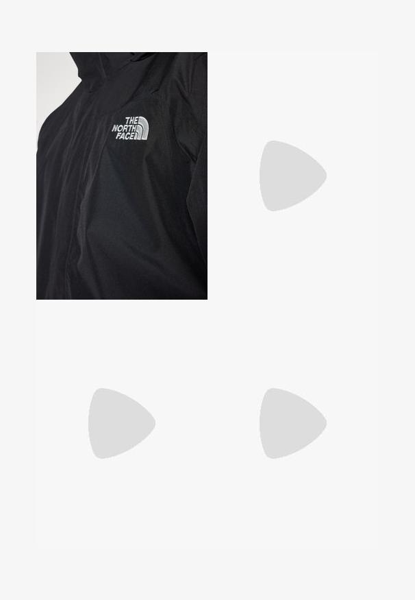 The North Face SANGRO JACKET - Waterproof jacket - tnf black; Black cotton t-shirt with short sleeves, crew neck, and a small white logo on the left chest. Simple design, smooth texture, and relaxed fit.; The North Face MOUNTAIN ATHLETICS WIND PANT - Outdoor trousers - black; The North Face GLENCLYFFE URBAN - Casual lace-ups - black