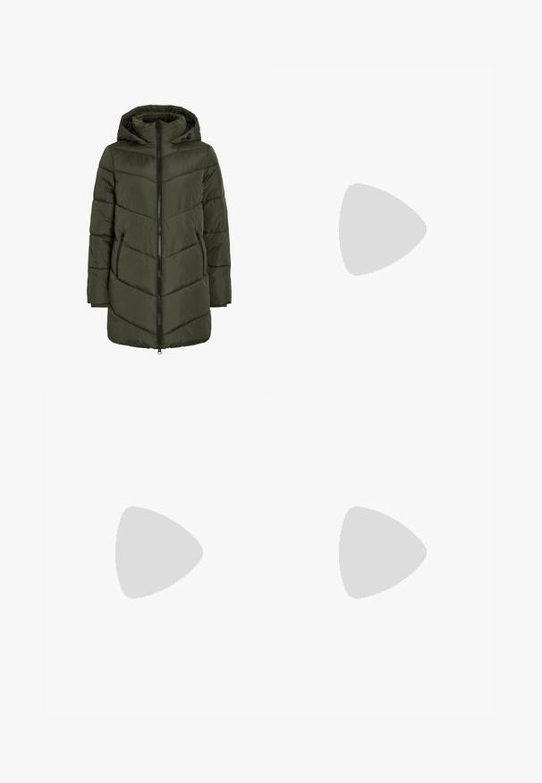 Ελαιοπράσινο τζάκετ puffer με κουκούλα, διαθέτοντας φερμουάρ μπροστά, πλαϊνές τσέπες και ραφές σε σχήμα βέλους για υφή και μόνωση.; Λευκό βαμβακερό μπλουζάκι με κοντά μανίκια και στρογγυλή λαιμόκοψη, με ένα μικρό κόκκινο καρδιά κεντημένο στην αριστερή πε�ριοχή του στήθους.; adidas Originals Straight leg jeans - light denim; Λευκό αθλητικό παπούτσι με πράσινες λεπτομέρειες, τρία λογότυπα, λουλουδάτη κεντημένη διακόσμηση και καουτσούκ σόλα. Διαθέτει στρογγυλή μύτη και σχέδιο με κορδόνια.