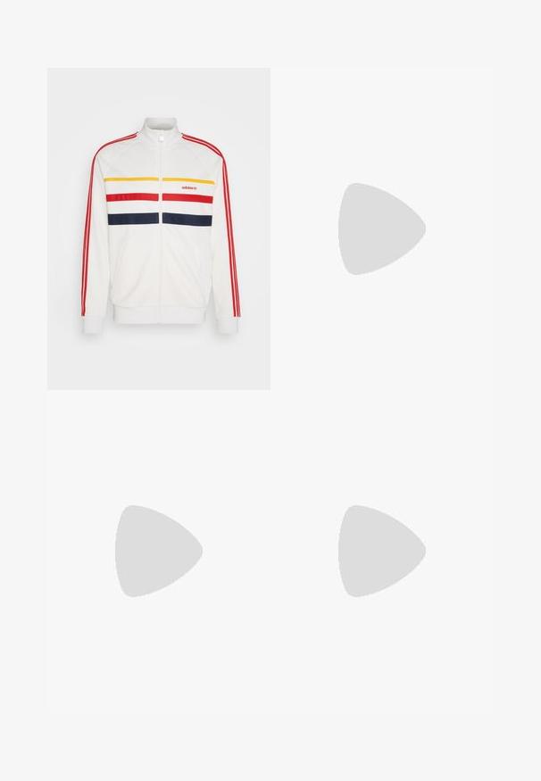 adidas Originals FIRST - Träningsjacka - cloud white; Brun ärmlös topp gjord av ribbat tyg, med rundad halsringning och en figurnära design utan några dekorationer eller mönster.; Svarta denimjeans med rak benpassform, fem fickor, metallbeslag och kopparnitar, med en mjuk textur och subtila blekningar.; adidas Originals SPEZIAL - Sneakers - core black/footwear white/gum