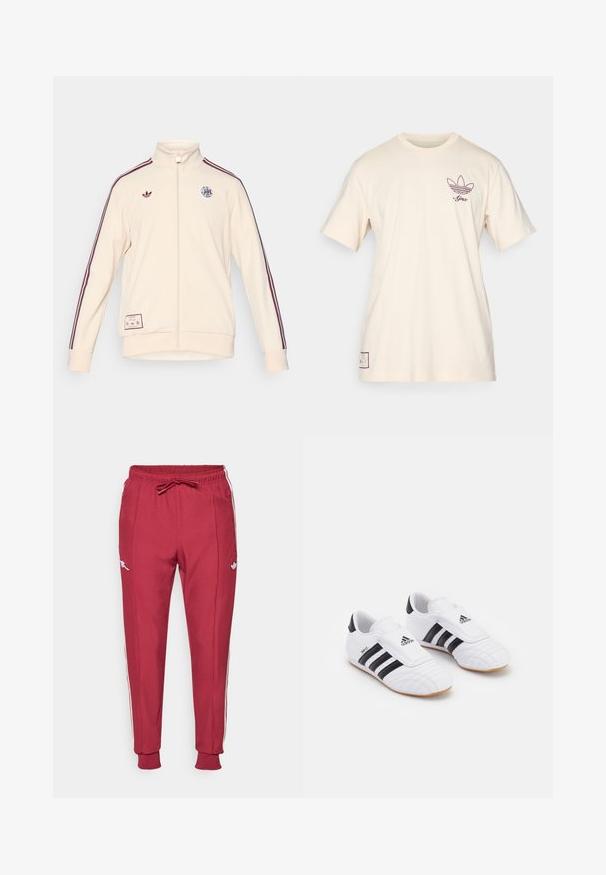 adidas Originals AJAX ICON TRACK TOP - Klubbkläder - halo ivory; adidas Originals AJAX ICON GRAPHIC TEE - Klubbkläder - halo ivory; adidas Originals ARSENAL FC ICON TRACK PANT - Klubbkläder - team burgundy; Vita idrottsskor i vitt med svarta ränder, med en mockaliknande yta, rund tå och en kardborreband. Gummisula för bra grepp.