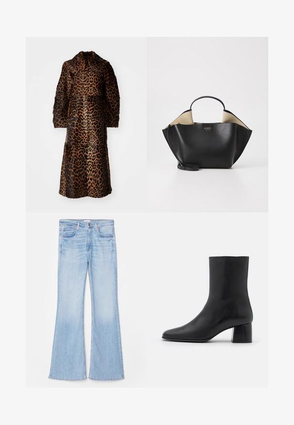 By Malene Birger RAFAIA - Vinterkappa /-rock - brown; Svart långärmad topp i mjukt tyg, med rund halsringning och avslappnad passform samt sidoventiler vid nederkant för ökad rörlighet.; Citizens of Humanity ISOLA - Jeans bootcut - pale indigo; Svart läderankelstövel med spetsig tå och chunkig fyrkantig klack. Slät textur med sömlös design och minimalistisk sömnad.; Ree Projects ANN TOTE MINI - Handväska - black