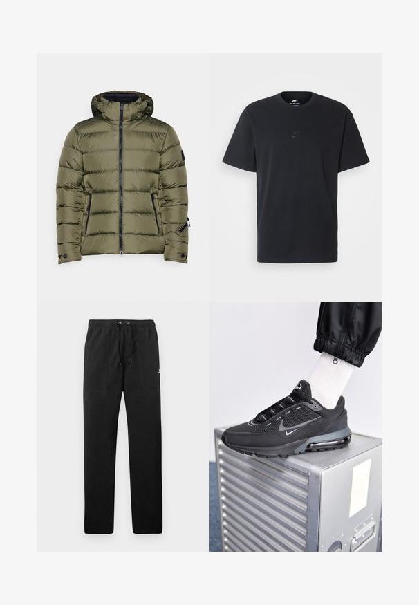 Bogner Fire + Ice LUKA - Snowboardová bunda - grape leaf; Černé bavlněné tričko Nike s klasickým kulatým výstřihem, krátkými rukávy a decentně vyraženým logem na hrudi. Hladký povrch.; Černé teplákové kalhoty vyrobené z fleecu, s elastickým pasem a šňůrkami, dvěma předními kapsami a malým logem na stehně.; Nike Sportswear PULSE - Tenisky - black/anthracite