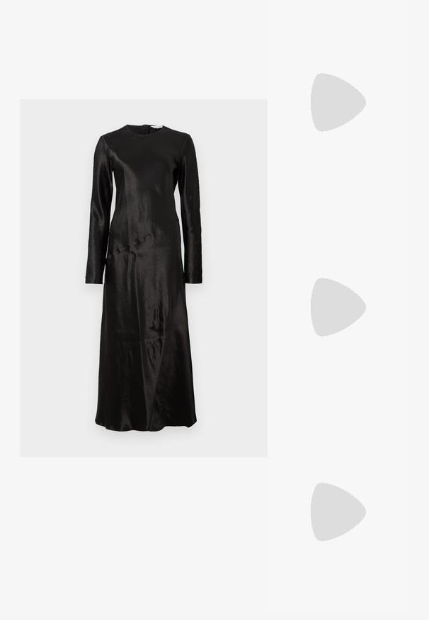 Max Mara Leisure ELOGIO - Proginė apranga - nero; Juodosios šlepetės su lygiu odos paviršiumi, turinčios kryžminius dirželius ir išpjovimus, bei plokščiu, lanksčiu padu.; Juodas odinis rankinės dizainas, pasižymintis elegantišku stiliumi, turi sidabrinį sparnuotą logotipą ir grandinėlės dirželį. Tekstūruotas paviršius su užtrauktuku.; Sidabrinės širdelės formos užraktai su išgraviruotais žodžiais "TAIP" ir "NE", poliruotas paviršius, simetriškas dizainas ir tvirtas metalinis užraktas.