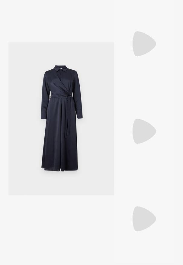 Marella ADDIRSI - Ingruha - navy; Fehér, rövid ujjú póló ribbed anyagból. Kerek nyakkivágás, normál szabás és diszkrét varrási részletek. Nincsenek minták vagy grafikák.; Fekete bőr balettcipő lekerekített orral, sima tekstúrával, minimális varrással és rugalmas talp kialakítással.; Barna bőr kézitáska, hajtókás zárással, arany színű fém kiegészítőkkel, vállpánttal és sima felülettel. Kompakt téglalap alakú.
