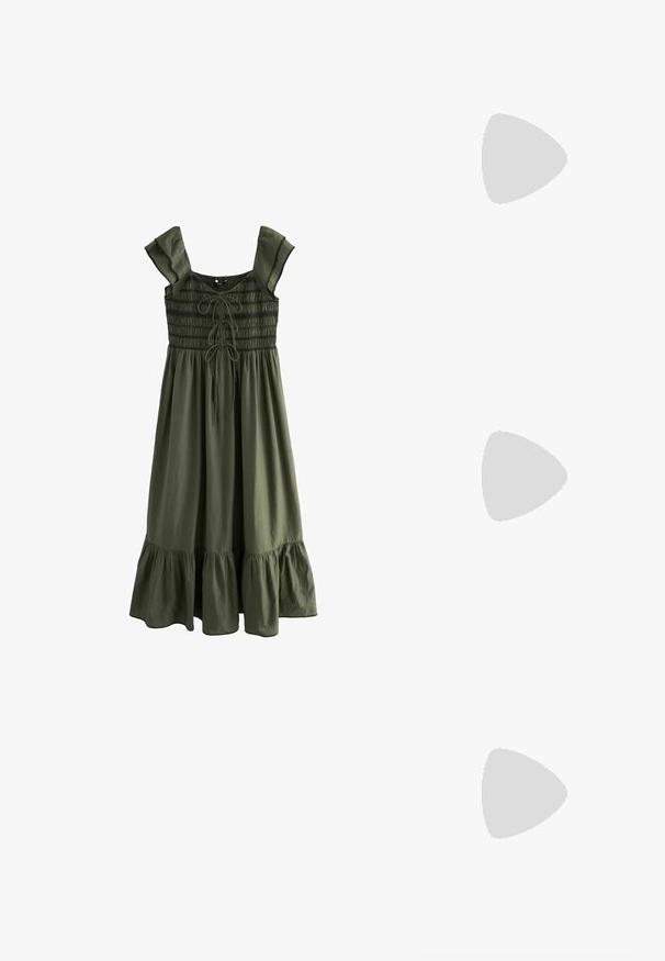 Next SHIRRED   MIDI  REGULAR FIT - Maksikleit - khaki green; Must-haves mustaablite, mustaablite jalad, mustaablit, mustaablitte suuvundjah - puhtatcid, musth, peab puhtpotentialis - puhtmust, must-assisted jalad, mustice - väljarakendust. Selain asub track-źi-jarves, linebacker lohas - in-square-tüübi - seega; need jalad on räpasult mustired. Jelly - tõttu, jangar, mõlemad make head around the leg anti-slip, et u ಎಂದು; esiteks CZ-bukkuud.; Kilpkonnakilbi päikeseprillid ümmarguse, paksu raamiga ja pruunide läätsedega. Omab peeneid mustreid ja sirgeid, kitsenevaid käsi.; Mustmust mustraha kõverate joontega, eemaldatava rihmaga ja kuldsete detailidega. Kotil on klapp, millel on pandladetail.