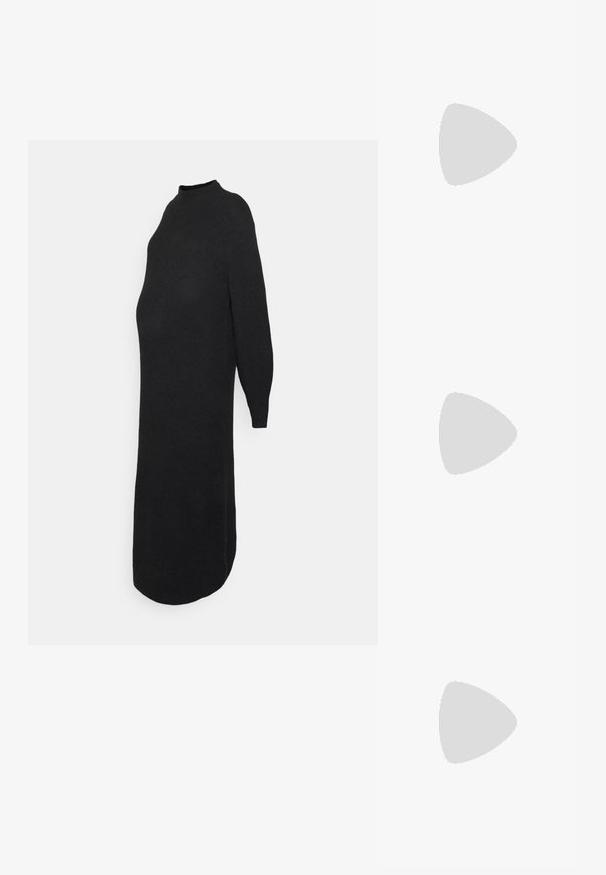 ONLY MATERNITY OLMLUCCA DRESS - Strikket kjole - black; Sorte lakk lær slingback hæler med spiss tå, et avrundet utskjæringsdesign og blokkheel. Har en gulltone spenne som detalj.; Sorte oversized solbriller med gradient linser, tykke rammer og detaljering med gulltonekjede på tempelarmene.; Svart håndveske med strukturert form, jevn tekstur og metallisk lås. Kombinert med brede svarte bukser og sandaler med åpen tå på tregulv.
