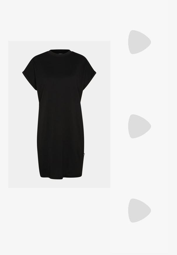 Urban Classics LADIES RAINBOW TEE DRESS - Jerseykjole - black; Svart ermeløs topp med høy hals, lett stoff, avslappet passform og en asymmetrisk kant som er lengre bak.; Svart canvas sneakers med hvite lisser, hvit gummitåhette og en tykk hvit mellomsåle. Har subtil hvit søm og en gummisåle.; Urban Classics SUNGLASSES TERESSA UNISEX - Solbriller - black